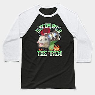 Rizz Em With The Tism Raccoon Autism Awareness opossum Baseball T-Shirt